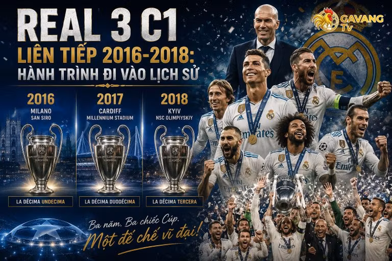 Real 3 C1 liên tiếp 2016-2018: Hành trình đi vào lịch sử