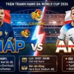 Ảnh bìa nhận định trận đấu Pháp vs Anh tranh hạng 3 World Cup 2026 với Kylian Mbappe và Harry Kane tại Gavang TV.